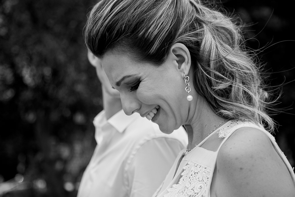 Bride crying during elopement wedding in Paris